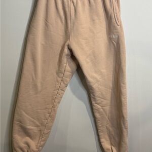 Madhappy Sweatpants beige/tan Cotton Logo Embroidered Joggers Unisex Size Large